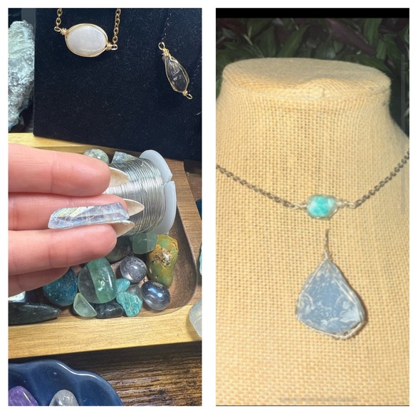 Calming crystal vibes set & blue bar necklace bundle